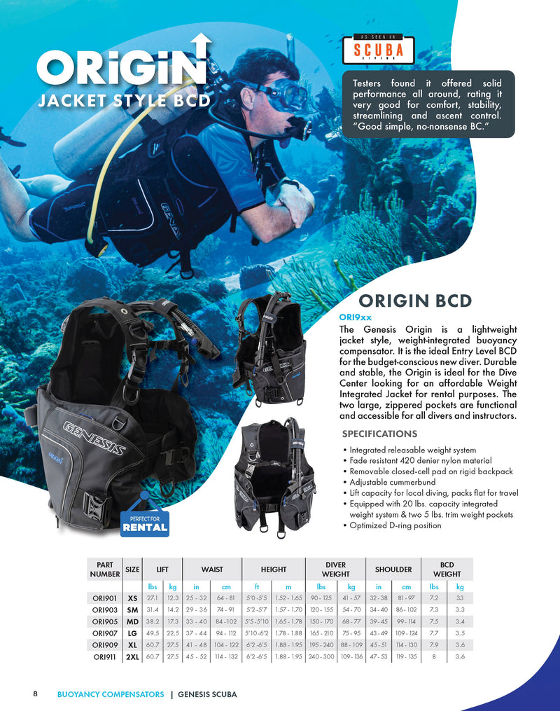 Genesis Origin BCD-Scuba Schools of America