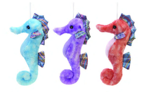 Plush Seahorse Trio – Blue, Purple, and Red