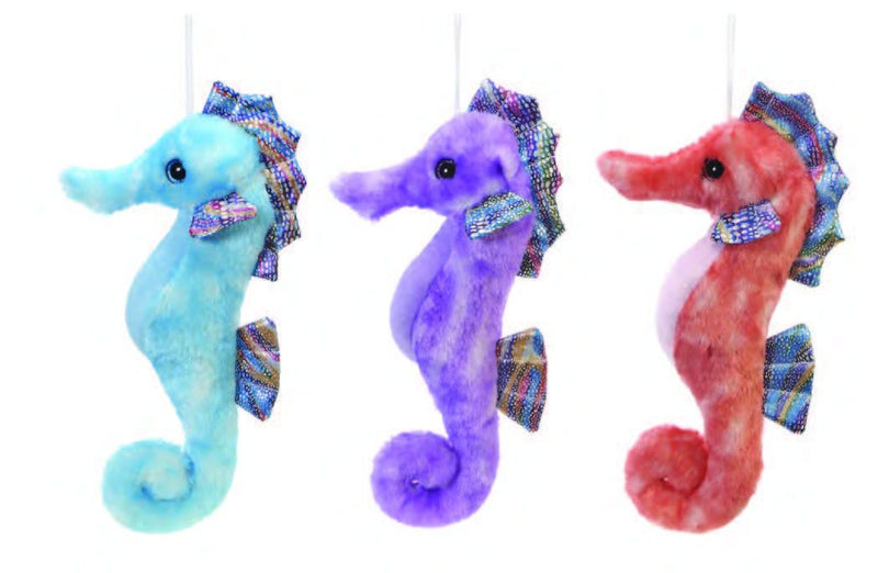 Plush Seahorse Trio – Blue, Purple, and Red
