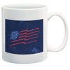 American flag with spear guns design on starry night sky background printed on white ceramic coffee mug
