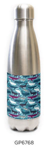 Innovate Scuba Concepts stainless steel water bottle with colorful ocean wave and marine life pattern wrap
