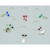 Set of 6 Innovate Scuba Concepts wine glass charms with colorful beads and scuba diving themed pendants including dive flag, turtle, and tank designs