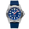 Hawaiian Lifeguard 42mm Steel Dive Watch with Black Dial and Blue Strap