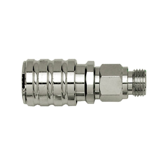 Innovate Scuba Concepts chrome-plated hose nipple fitting with external threads and ribbed grip surface
