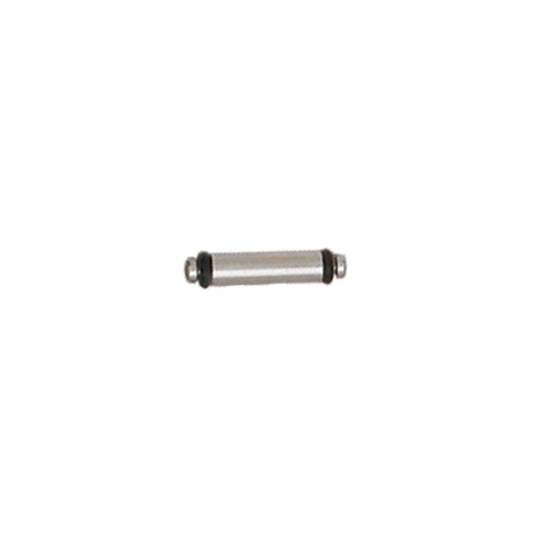 Innovate Scuba Concepts straight-through cylindrical fitting with black end caps for scuba gear fluid connections