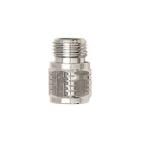 Innovate Scuba Concepts threaded adapter with hexagonal base and chrome finish for scuba equipment connections