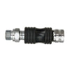 Innovate Scuba Concepts extended quick disconnect coupling with black protective sleeve and dual stainless steel connectors