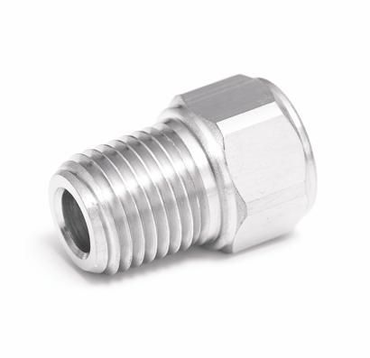 Innovate Scuba Concepts straight-through male threaded hose fitting with chrome finish for scuba equipment