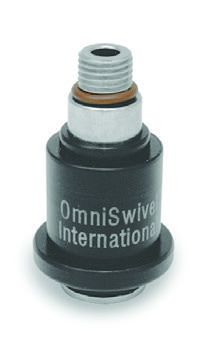 Innovate Scuba Concepts compact hose adapter with black anodized body, chrome threaded top, and OmniSwivel International branding