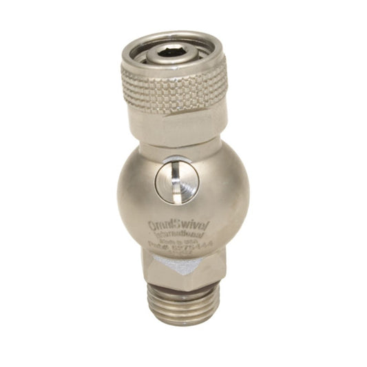 Innovate Scuba Concepts brass quick-connect hose fitting showing threaded connection detail and coupling mechanism
