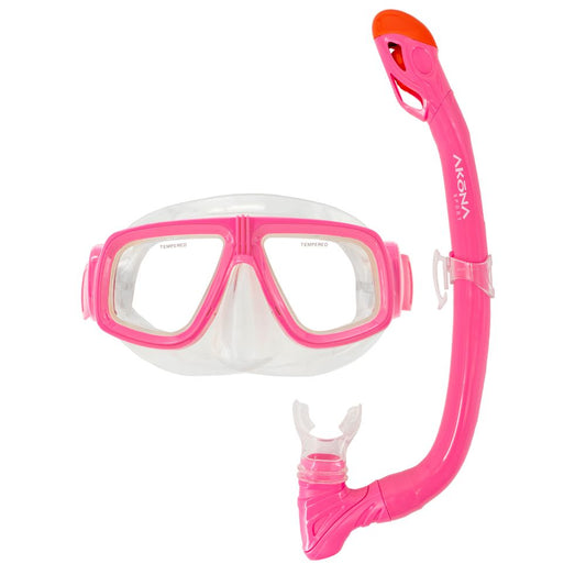 JR Mask & Snorkel Set Neon Pink