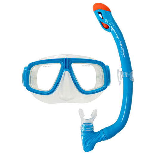 JR Mask & Snorkel Set Neon Blue
