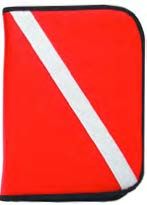 Red dive flag logo binder cover with white diagonal stripe design