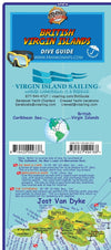 British Virgin Islands Dive Guide waterproof map by Franko Maps showing Jost Van Dyke area with diving locations, depths, and sailing information for Caribbean diving and snorkeling