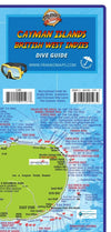 Cayman Islands British West Indies Dive Guide waterproof map featuring detailed diving sites, depths, marine life, and underwater topography for scuba diving and snorkeling adventures