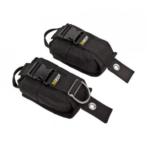 XDEEP Two-Piece Weight Pockets S – small-size weight pockets with 2 kg capacity each, featuring compact design with secure buckle closure