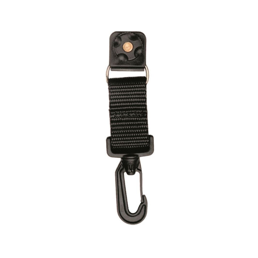 Innovate Scuba Concepts black retractable gear keeper with carabiner clip and nylon webbing strap