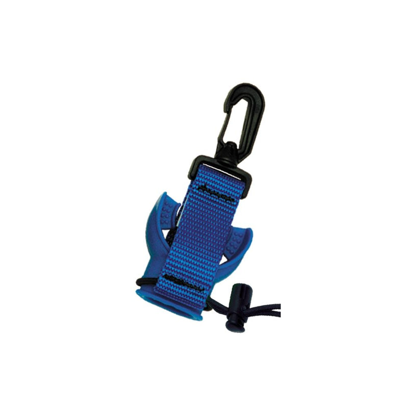 Innovate Scuba Concepts fin holder lanyard in royal blue with matching blue fin holder clips and black carabiner attachment