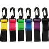 Innovate Scuba Concepts retractor lanyards in six colors - yellow, red, green, blue, purple, and black - each with carabiner clip and black webbing strap
