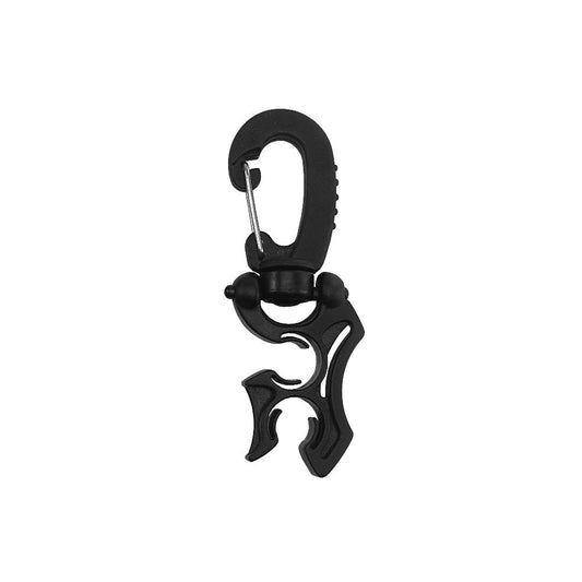 Black dive gear swivel snap hook with rotating mechanism