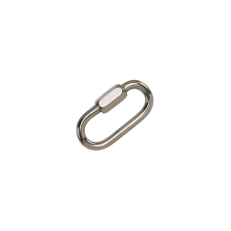 Stainless steel oval quick link with threaded gate for secure underwater gear connections