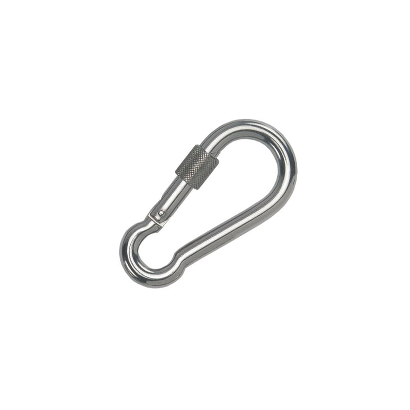 Marine grade stainless steel carabiner with screw gate locking mechanism for diving applications