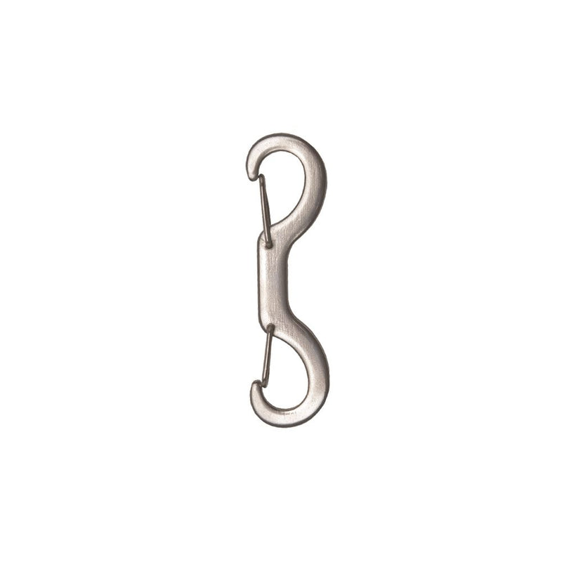 Double-ended stainless steel snap hook with curved design for scuba gear rigging