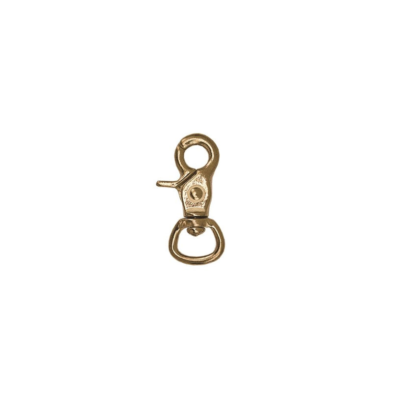 Brass snap hook with rotating eye and spring mechanism for secure marine equipment connections