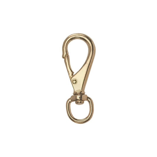 Brass lobster claw clasp with spring-loaded mechanism for secure equipment attachment