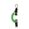 Blue snappy coil lanyard with durable quick-release buckle and black plastic clip, made for divers’ convenience.