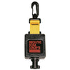 Close-up of single scuba retractor with yellow strap and black clip labeled "Innovative Scuba Concepts.