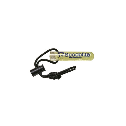 Yellow Scooblite underwater dive light with black components and lanyard - Innovate Scuba Concepts compact diving flashlight