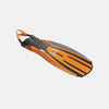 Orange and black diving fin with 'Marex' branding on a white background