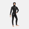 Person wearing a black wetsuit on a white background