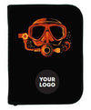 Scuba diving logbook with black cover featuring orange diving mask design - Innovate Scuba Concepts