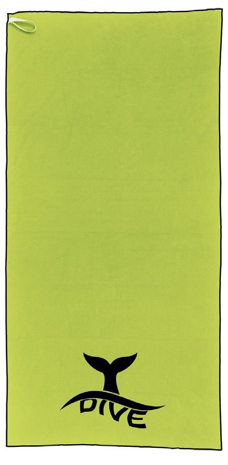 Green Microfiber Dive Towel with Whale Tail Logo