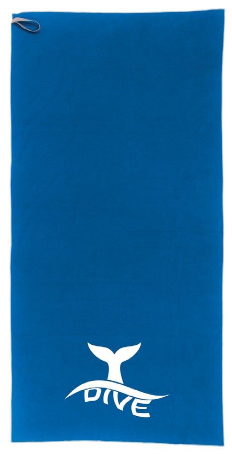 Blue Microfiber Dive Towel with Whale Tail Logo