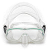 Innovative Scuba Concepts MSF2413 diving mask - clear silicone frame with tempered glass lenses, teal accent trim and adjustable head strap