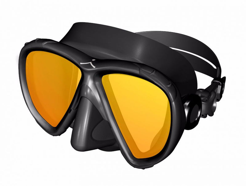 Innovative Scuba Concepts MSF2443 diving mask - black frame with amber/yellow tinted lenses for enhanced contrast underwater