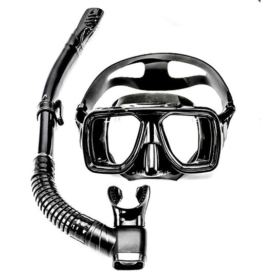 Innovative Scuba Concepts MSF3211 snorkel set - black diving mask with matching black snorkel tube and breathing apparatus