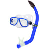 Blue junior diving mask and snorkel set with clear silicone skirt by Innovative Scuba Concepts