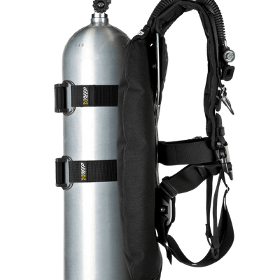 XDEEP NX GHOST Deluxe – side view highlighting ultralight QR harness, cam bands, and compact wing system