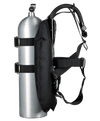 XDEEP NX GHOST Standard – top-down angled view showing shoulder harness, inflator, and tank adapter