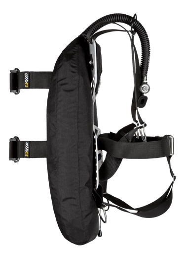XDEEP NX ZEN Deluxe – side view showing padded harness, wing structure, and hose positioning