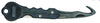 Black folding dive knife with serrated blade and textured grip handle, featuring locking mechanism