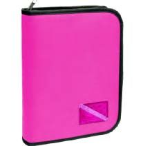 Pink dive flag logo binder cover with white diagonal stripe design