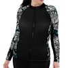 Plus Size Eco-friendly Full Zip Up Electric Blue Octofloral Rash Guard