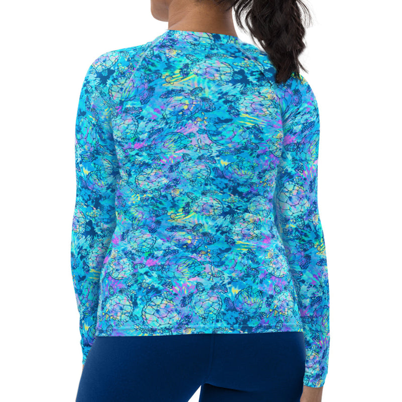 Plus Size Eco-Friendly Turtle Tie Dye Rash Guard