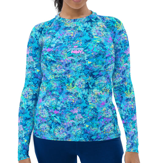Plus Size Eco-Friendly Turtle Tie Dye Rash Guard