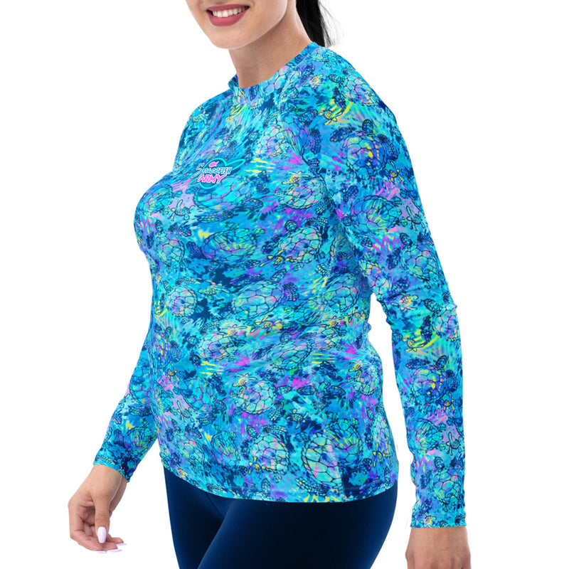 Plus Size Eco-Friendly Turtle Tie Dye Rash Guard